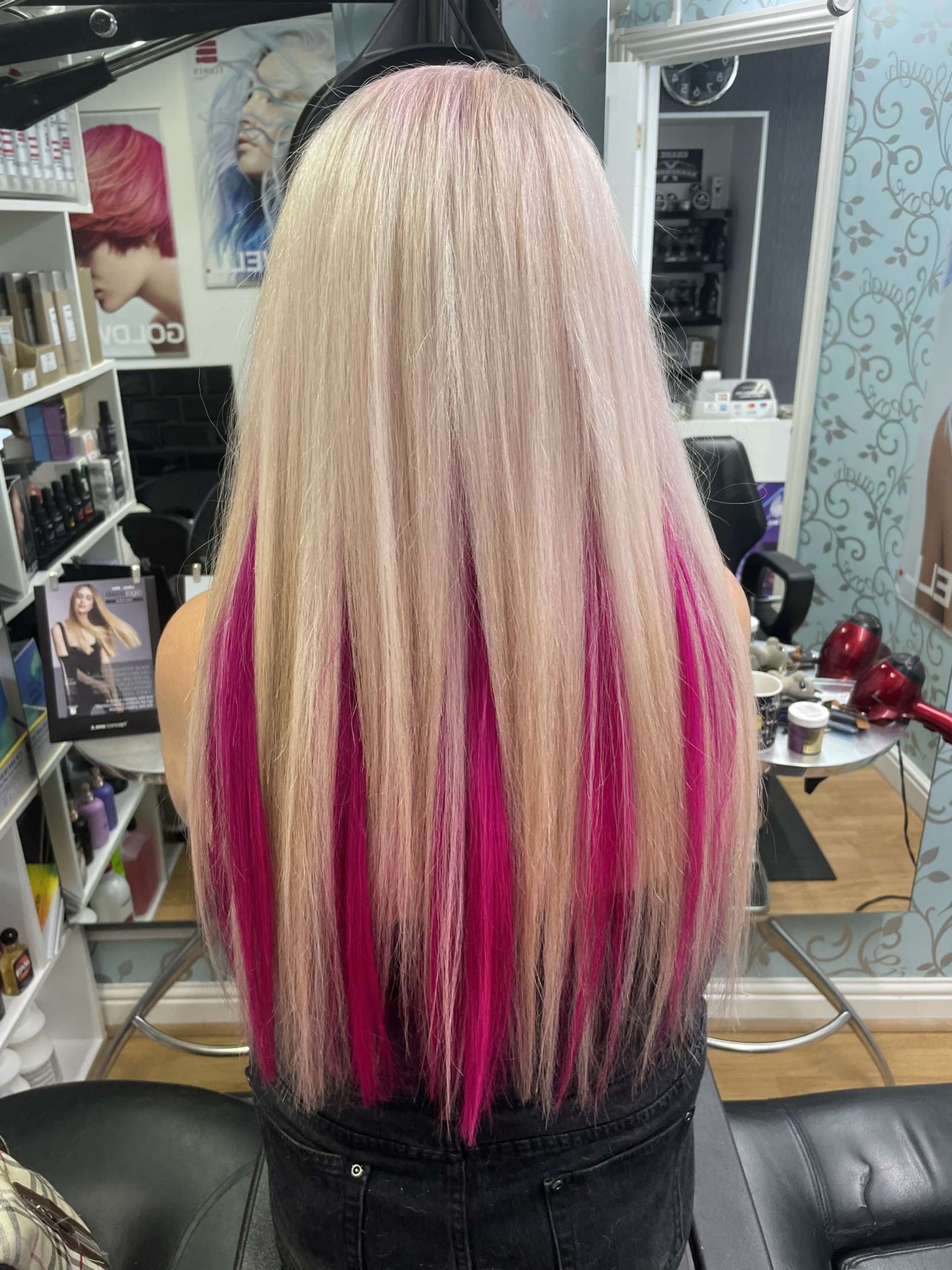 Blonde and pink long hair photographed at Grade 1
